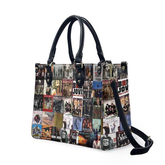 Bon Jovi Leather Bag, Custom Leather Bag, Women Handbag, Bon Jovi Lover's Handbag, Bon Jovi Women Wallet, Vintage Handbag, Rock Band Handbag