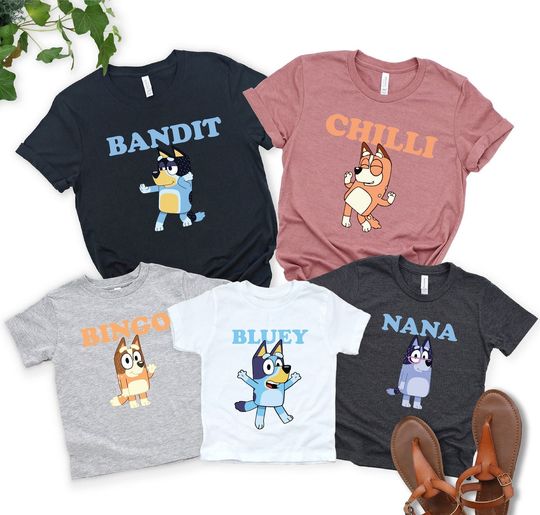 Custom BlueyDad Family Birthday Shirts, BlueyDad Kids Party Family Matching Custom T Shirt