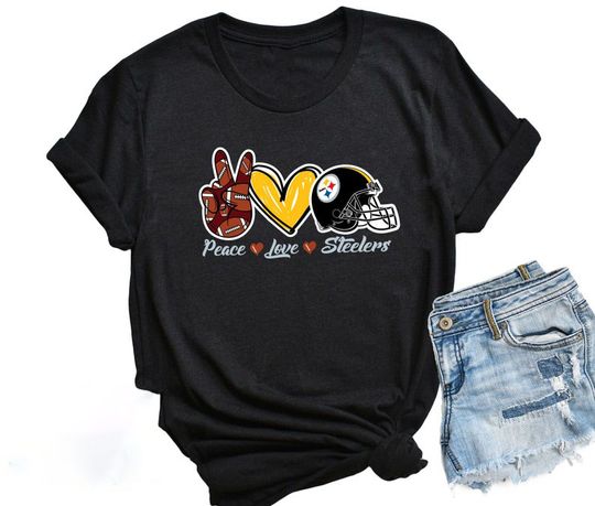 Discover Peace Love Steeler Pittsburgh Steeler T-Shirt