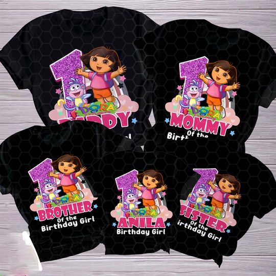 Personalized Dora The Explorer Birthday Girl Family Matching Birthday Kid T Shirt