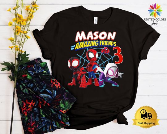 Spidey and His Amazing Friends Birthday Shirt, Spidey T-shirt, Spidey Birthday Tshirt, Spiderman Tee, Custom Toddler Birthday Tee, Superhero