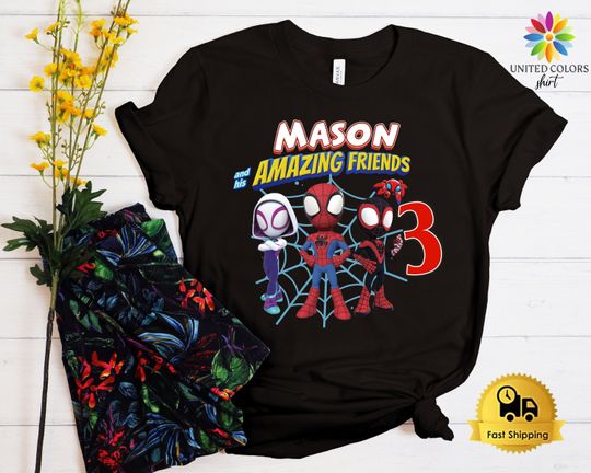 Spidey and His Amazing Friends Birthday Shirt, Spidey Birthday Tshirt, Spidey T-shirt, Toddler Birthday Gift, Custom Toddler Gift