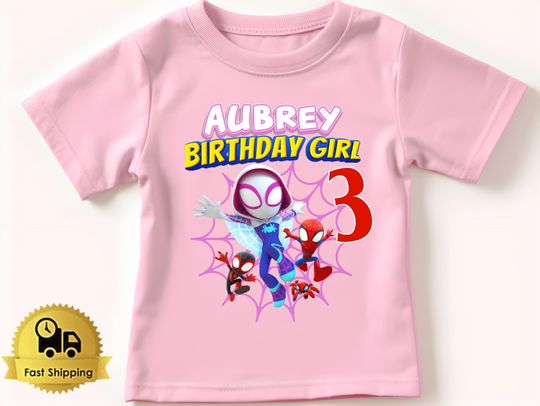 Custom Spidey Birthday Girl Shirt, Spidey and His Amazing Friends Birthday Shirt, Spidey T-shirt, Spidey Ghost Shirt, Toddler Birthday Tee