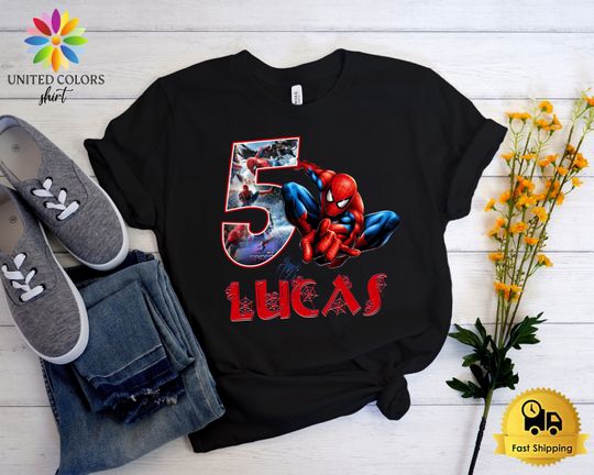 Spiderman Shirt, Spider-man Birthday Shirts, Birthday Boy Tee, Name Age Superhero TShirt, Spider Man Custom Shirt, Toddler Birthday Outfit