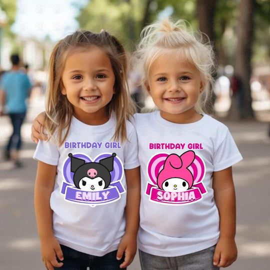 Kawai Kitty Birthday T shirt Personalized Kuro Cat Party theme Black Cat Birthday shirt Family Matching tee Crew Birthday gift for Girl