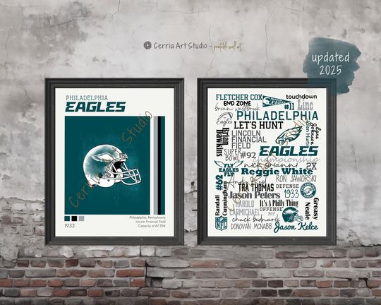 Philadelphia Eagles Football Gift Poster | football Players Word Cloud | Sport Dorm Room Printable Eagles WordArt | Minimal Philadelphia Eagles