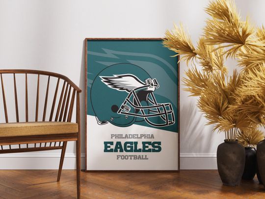 Philadelphia Eagles football Helmet Poster - Vintage Wall Art for Football Fans, Eagles Memorabilia, Man Cave Decor