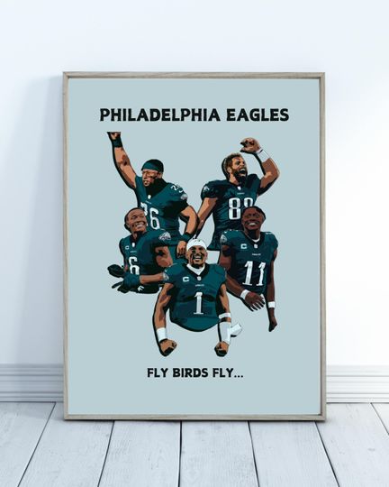 Philadelphia Eagles Poster - Jalen Hurts Poster - Super Bowl - Boys Valentines Gift - Bedroom Poster - Vintage Sports Art - football Wall Art
