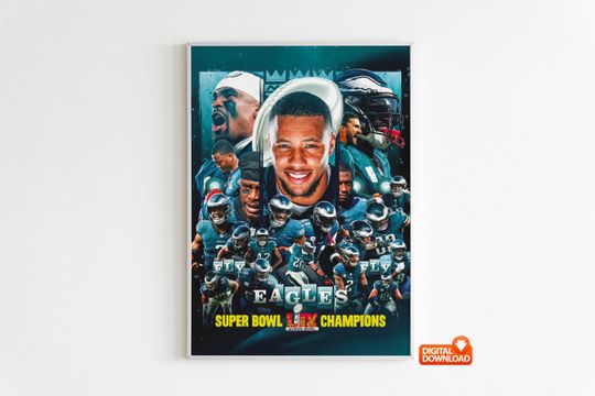 Philadelphia Eagles Poster, Super Bowl LIX Print, Champions Art, Eagles Fan Gift, 2025 Super Bowl