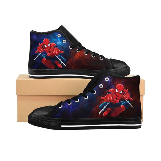 Men's Classic Spiderman Sneakers - Spiderman Shoes - Superhero Footwear - Comic Inspired Casual Shoes - Unique Gift for Spiderman Fans