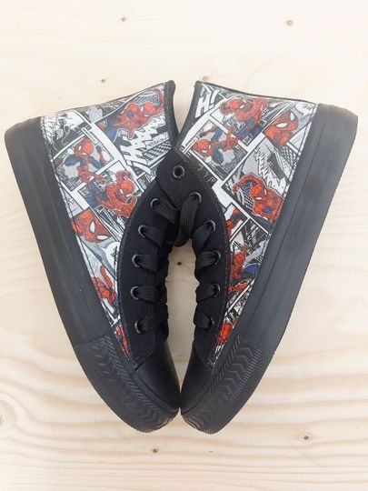 Hand Customised/Custom Marvel Spider Man theme trainers shoes high top sneaker