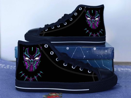 Black Panther Shoes, Black Panther Shoes, Black Panther Fan Gift Idea, Women's Men's High Top Sneakers