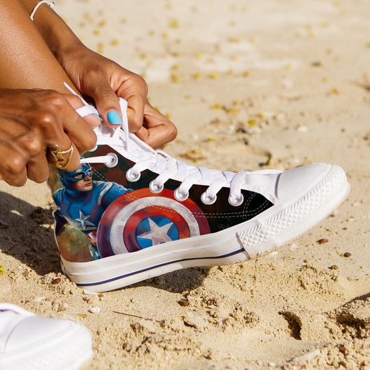 Captain America Shoes, Captain America Shoes, Super Hero Fan Gift Idea, Men's High Top Sneakers