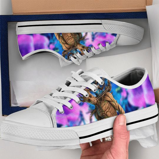Groot Shoes, Groot Converse Style Shoes, Groot Gift Idea, Women's Men's High Top Sneakers
