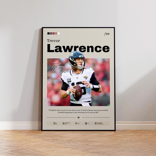 Trevor Lawrence Poster, Lawrence Print Decor, Football Art, Sports Fan Gift, Athlete Artwork, Jacksonville Jaguars Poster, Man Cave Decor