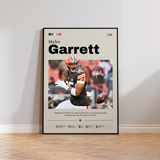 Myles Garrett Poster, Cleveland Browns Wall Art, football Print, Football Fan Gift, Sports Decor, Garrett Artwork, Man Cave Decor