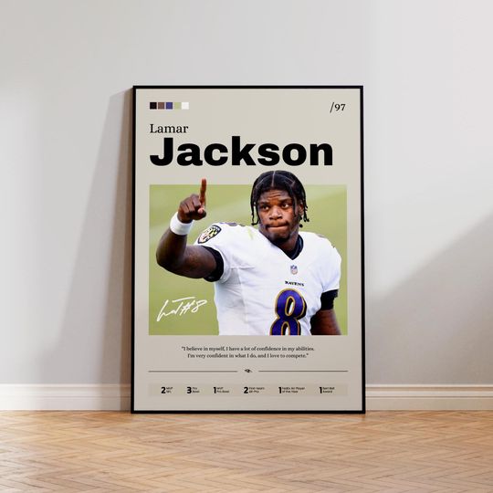 Lamar Jackson Poster, Lamar Jackson Print Decor, Football Art, Sports Fan Gift, Athlete Artwork, Baltimore Ravens Poster, Man Cave Decor