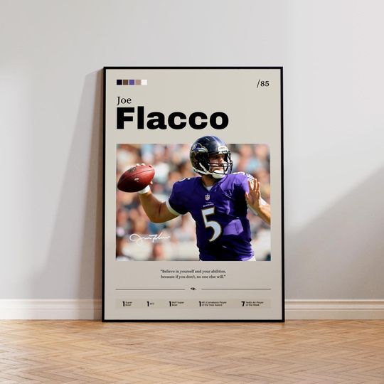 Joe Flacco Poster, Joe Flacco Print Decor, Football Art, Sports Fan Gift, Athlete Artwork, Baltimore Ravens Poster, Man Cave Decor