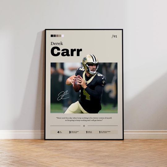 Derek Carr Poster, Derek Carr Print Decor, Football Art, Sports Fan Gift, Athlete Artwork, New Orleans Saints Poster, Man Cave Decor