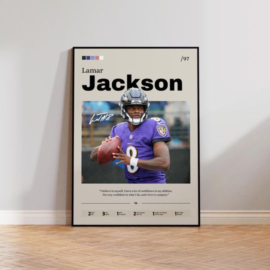 Lamar Jackson Poster, Lamar Jackson Print Decor, Football Art, Sports Fan Gift, Athlete Artwork, Baltimore Ravens Poster, Man Cave Decor