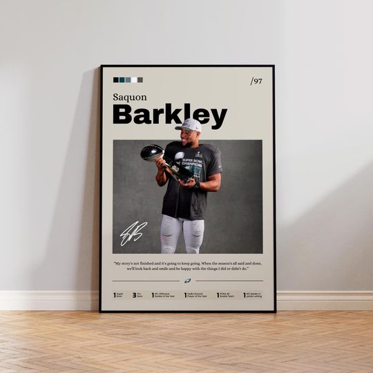 Saquon Barkley Poster, Barkley Print Decor, Football Art, Sports Fan Gift, Athlete Artwork, Philadelphia Eagles Poster, Man Cave Decor