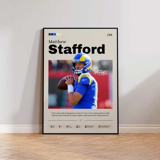Matthew Stafford Poster Art, Stafford Print Decor, Football Art, Sports Fan Gift, Athlete Artwork, Los Angeles Rams Poster, Man Cave Decor