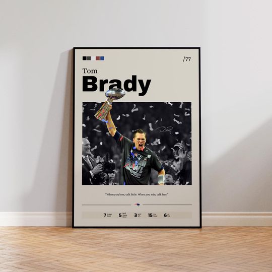 Tom Brady Poster Art Print, football Sports Wall Decor, Football Legend Poster, Fan Gift, Athlete Tribute, Home Office Decoration