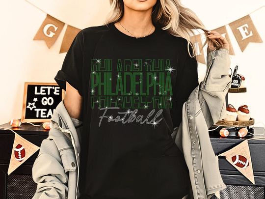 Philadelphia Gameday Rhinestone T-Shirt, Football Lovers Sparkling Shirt, Team Fans Game Day Mascot Tee, Sundays are for The Birds