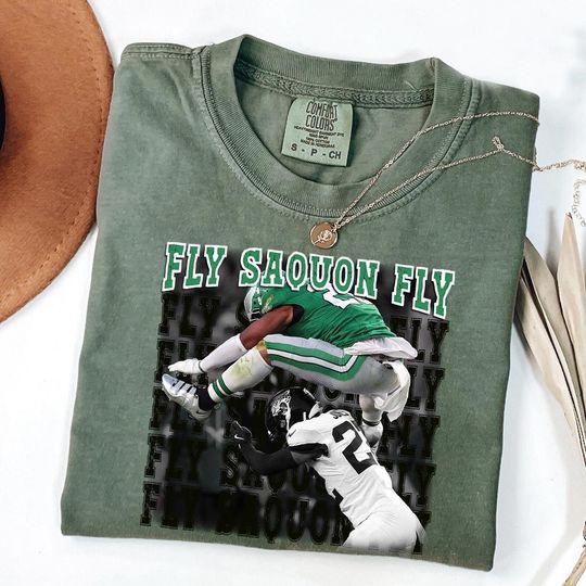 FLY SAQUON FLY Shirt, Vintage Eagles Football Tee, Unisex Retro Sports Apparel, Saquon Barkley Philly Fan Gift, Comfort Colors Crewneck