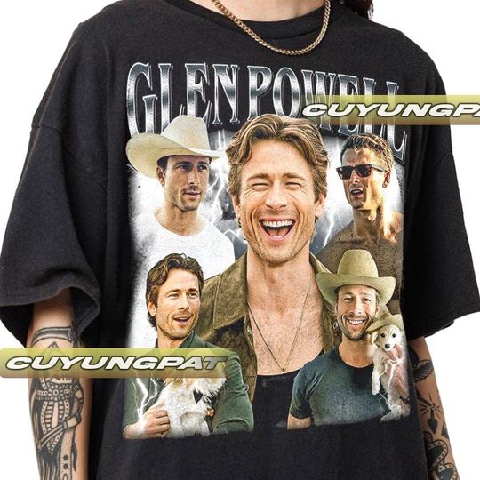 Glen Powell Vintage T-Shirt, Gift For Woman and Man Unisex T-Shirt