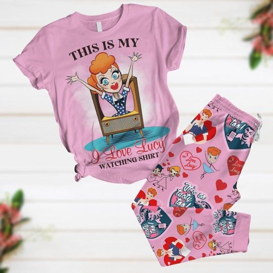 Lucy Ricardo Pajamas Set, I Love Lucy T-Shirt Pants Set, Tv Lover Gift, Ricky Ricardo Sleepwear, Sitcom Movie Pajamas Pants For Women