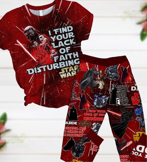 Darth Vader Star Wars Pajamas Set, Anakin Skywalker Shirt Pants Set, Disney Movie Pajamas Pants, Galaxy Edge Sleepwear, Gift For Dad