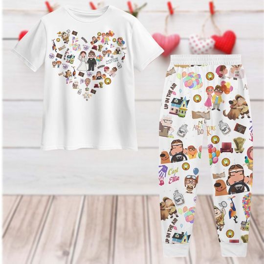 Carl And Ellie Couple Pajamas Set, Disney Movie Holiday Pajamas, His Ellie And Her Carl Valentine Pajamas, Valentine Gift For Him Her