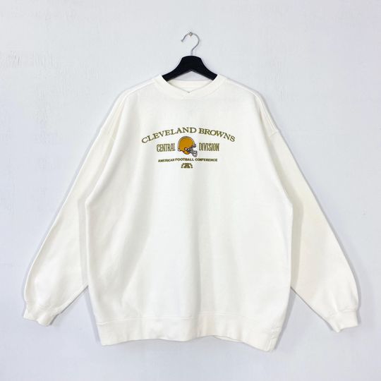 Vintage Cleveland Browns Sweatshirt Cleveland Browns Crewneck Browns Sweater Sportswear football Cleveland Browns Embroidered Logo White XLarge