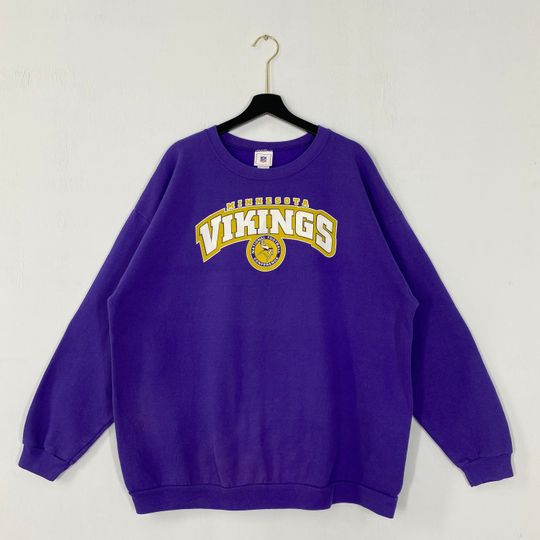 Vintage Minnesota Vikings Sweatshirt Vikings Crewneck Vikings Sweater Pullover Sportswear football Minnesota Vikings Print Logo Purple XXLarge