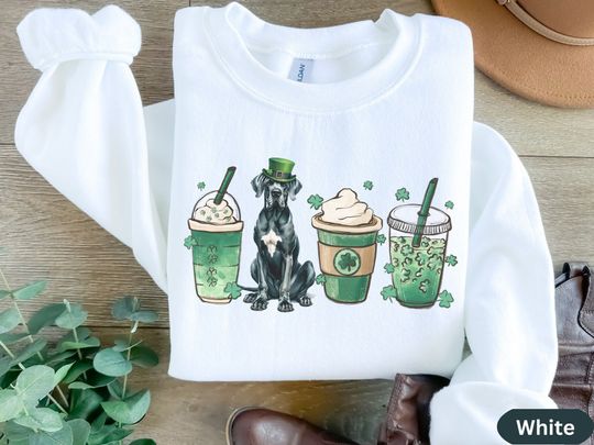 Great Dane St Pattys Sweatshirt, Dogs Shirt Crewnecked, Mom Wife Gift Her, St Patrick Days Shirt, Dog Lovers Person, Sweater Gift Hers