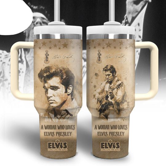 Elvis Presley Tumbler 40oz, Custom Stainless Steel Tumbler, Elvis King Tumbler Cup, King Of Rock And Roll Tumbler With Straw, Gift For