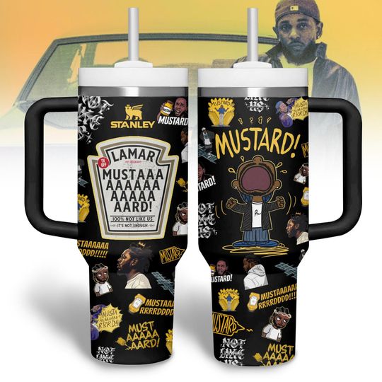 Kendrick Lamar Not Like Us 40 Oz Tumbler, Kendrick Lamar Mustard Tumbler, Mustard Meme Stainless Tumbler, Gnx Album Tumbler With Straw