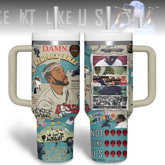 Kendrick Lamar Damn Tumbler Cup, They Not Like Us Kendrick Lamar Coffee Tumbler, Tour 2025 Gift, Kendrick Lamar Say Drake Tumbler With
