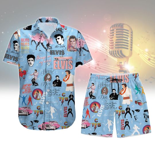 Elvis Presley Button Shirt Short, Elvis The King Of Rock Roll Hawaiian Shirt, Elvis Dancing Summer Short, Rock Music T-Shirt For Women