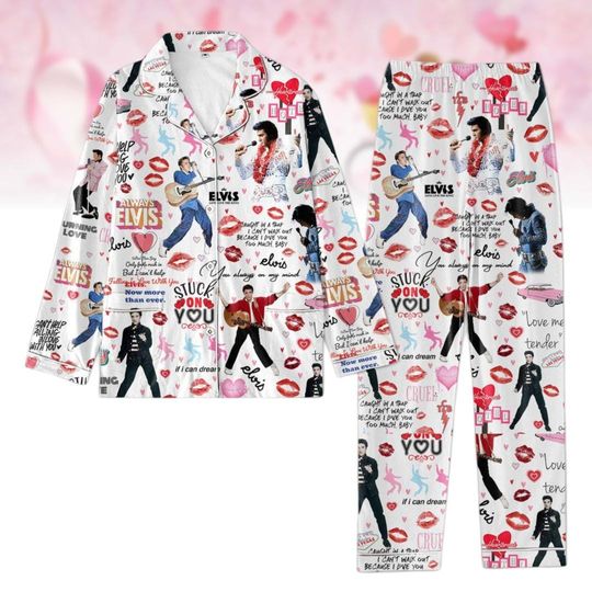 Elvis Presley Pajamas Set, The King Of Rock And Roll T-Shirt, Elvis Concert Music Pajamas Pants, Elvis Presley Couple Pajamas