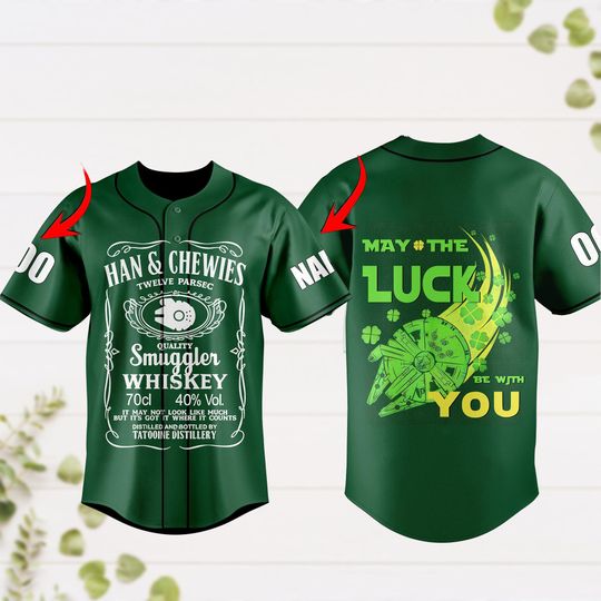 Chewbacca And Han Solo St Patricks Day Baseball Jersey, Star Wars Movie Jersey, Galaxy's Edge Baseball Shirt, Disneyland Family Shirt