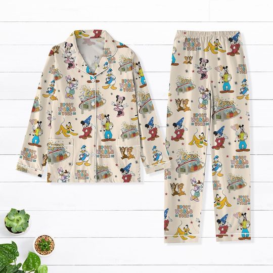 Disney Epcot World Tour 2025 Pajamas, Epcot Pajamas Set, Vintage Epcot 1982 Pajamas, Mickey And Friends Pajamas, Pajamas For Mom, Kids