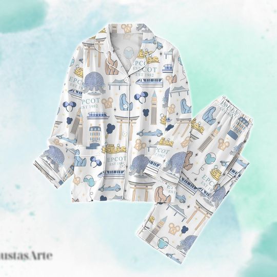 Disney Epcot Since 1982 Pajamas Set, Disney Trip 2025 Family Pajamas, Disney Epcot World Tour 1982 Pajamas, Family Pajamas