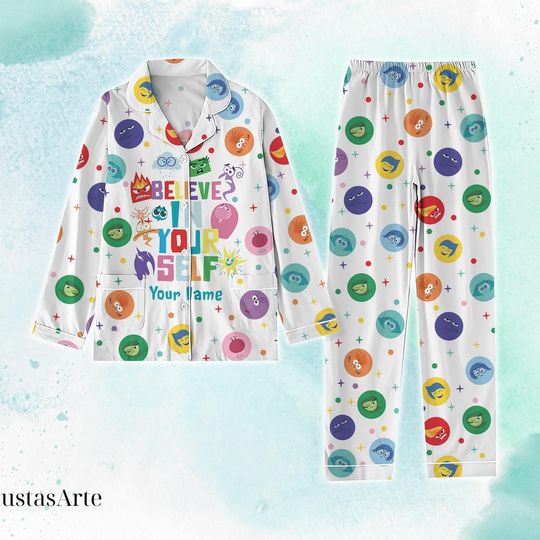 Disney Inside Out 2 Pajamas Set, Believe in Yourself Pajamas, Mental Health Pajamas, Emotional Mental Pajamas, Disney Gift, Gift For Mo