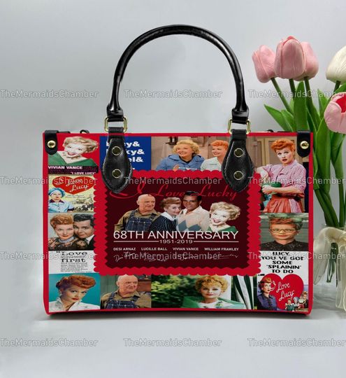 I Love Lucy Personalized Leather Handbag, I Love Lucy Woman Handbag, Vintage Shoulder Bag, Crossbody Bag, Top Handle Bag