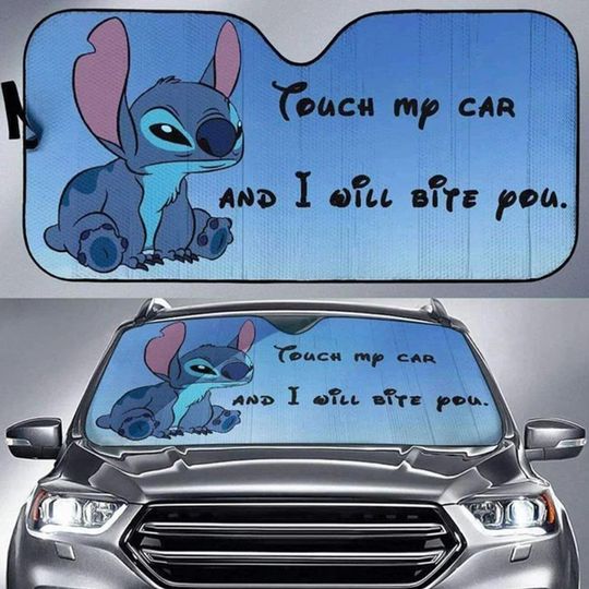 Funny Stitch Car Sun Shade, Stitch Car Windshield Cover, Auto Sun Shade, Custom Car Cover, Car Accessories