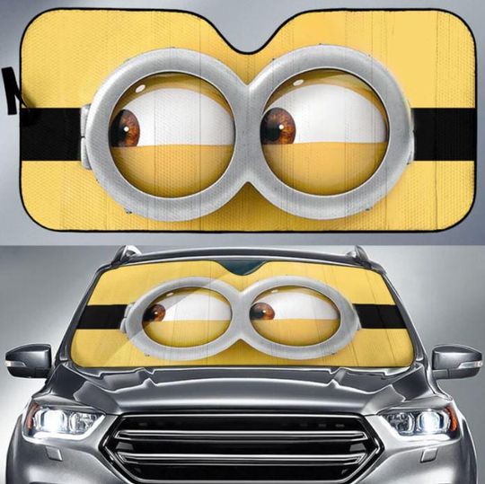 Minion Eyes Car Sun Shade, Minion Car Windshield Cover, Auto Sun Shade, Car Accessories