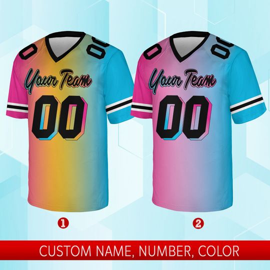 Personalized Team Name And Number Football Jersey, Custom V-neck Short Sleeve Jersey Shirt, Football Jersey For Football Fan Football Lover