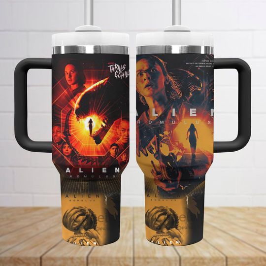 Aliens Movie Tumbler 40oz, Alien Romulus Tumbler Cup, Xenomorph Insulated Tumbler, Horror Movie Drinkware Tumbler, Gift For Him